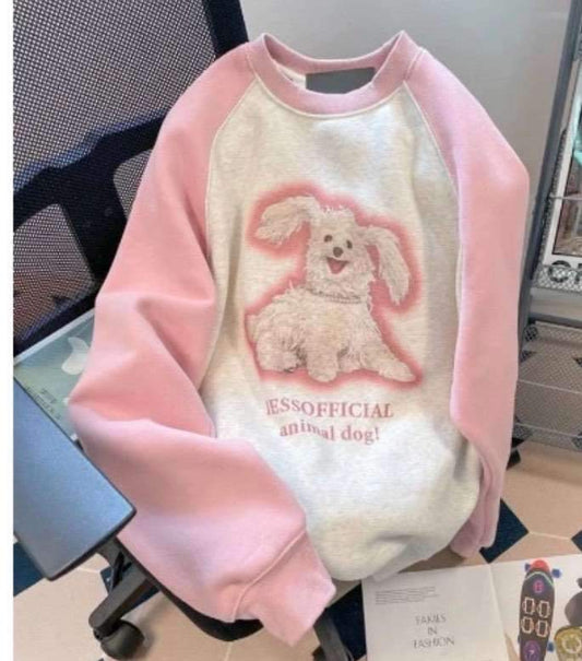 Sweater nỉ bông chó hồng